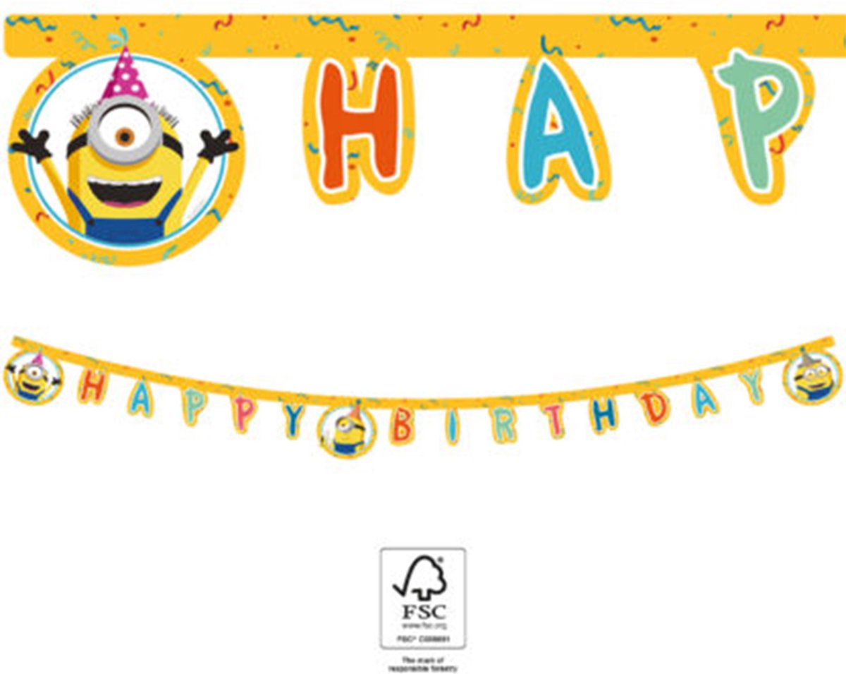 Minions - Vlaggenlijn Happy Birthday (230 cm)