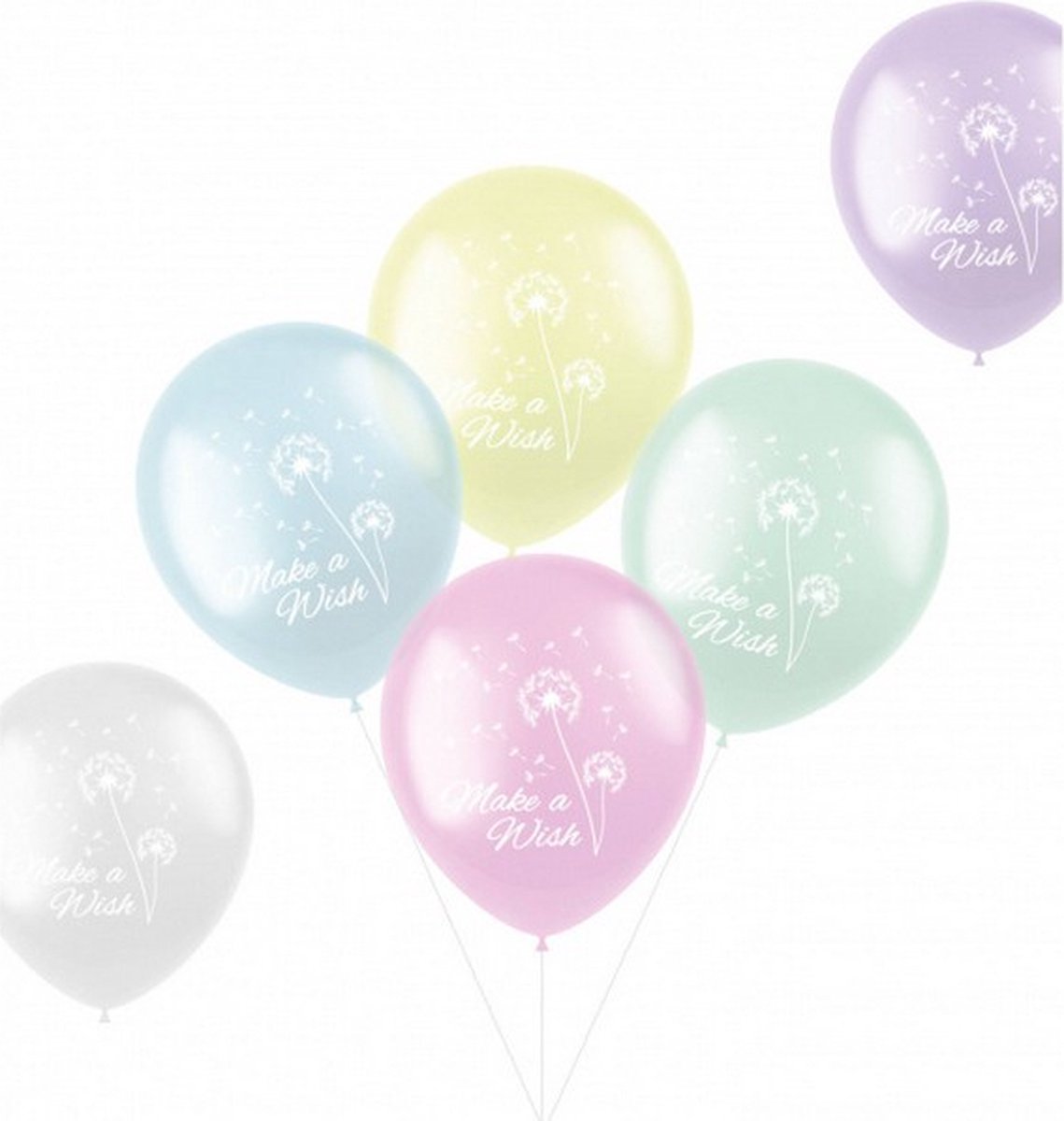 ballonnen Make a Wish pastel 33 cm latex 6 stuks