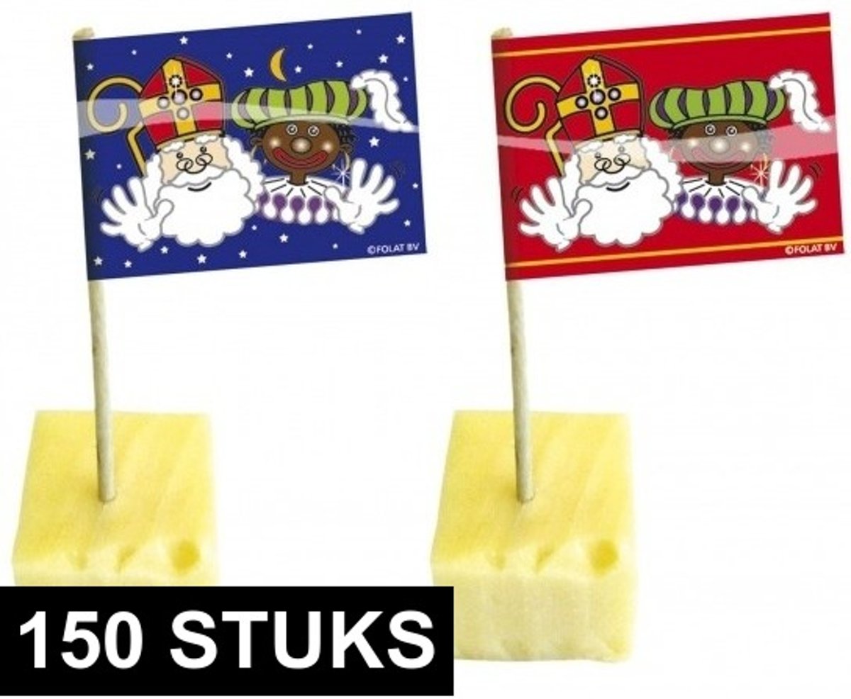 150x Cocktailprikkers Sinterklaas - Feest prikkers Sint en Piet 150 stuks