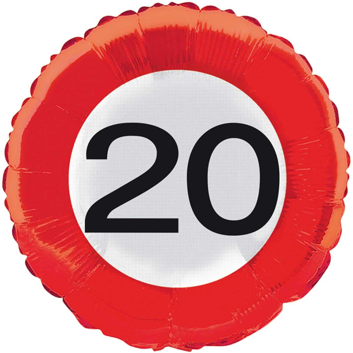 20 jaar verkeersbord folieballon - 46 cm