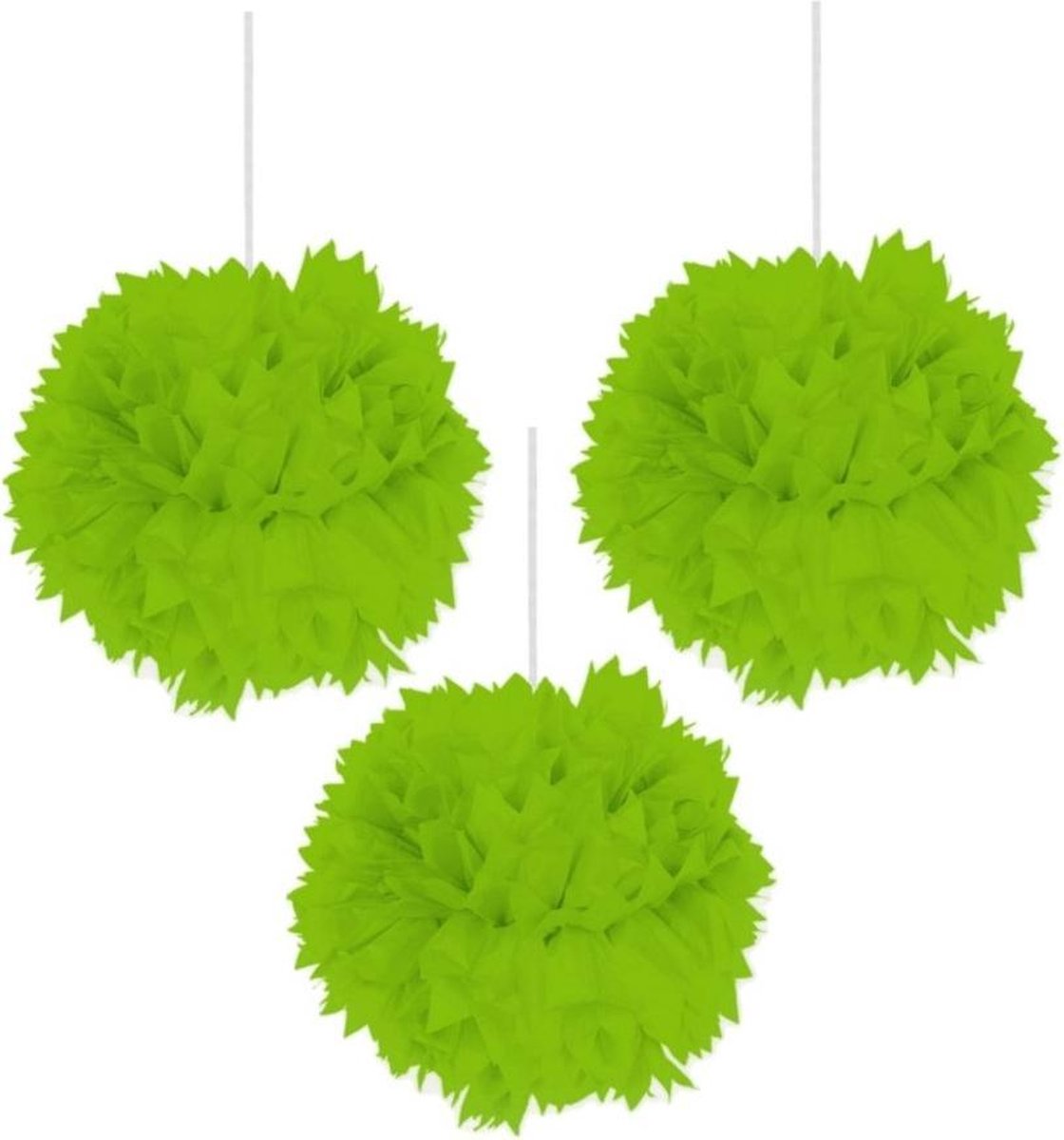 3x stuks decoratie pompom lime groen van 30 cm