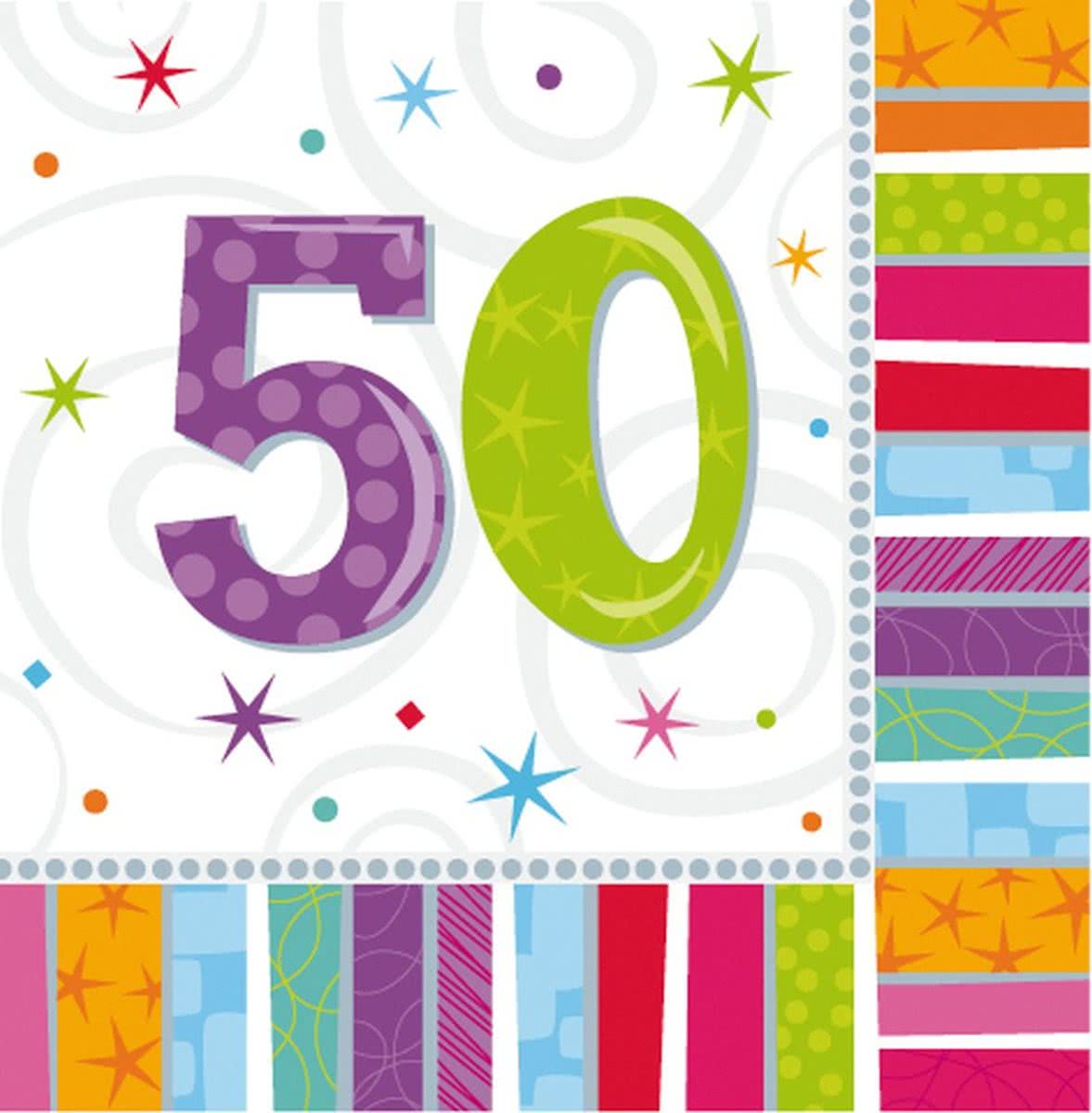 50 Jaar Verjaardag Servetten Radiant Birthday - 20 stuks