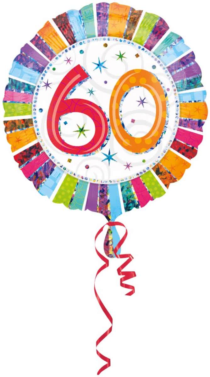 60 Jaar Folieballon Radiant Birthday - 46 cm