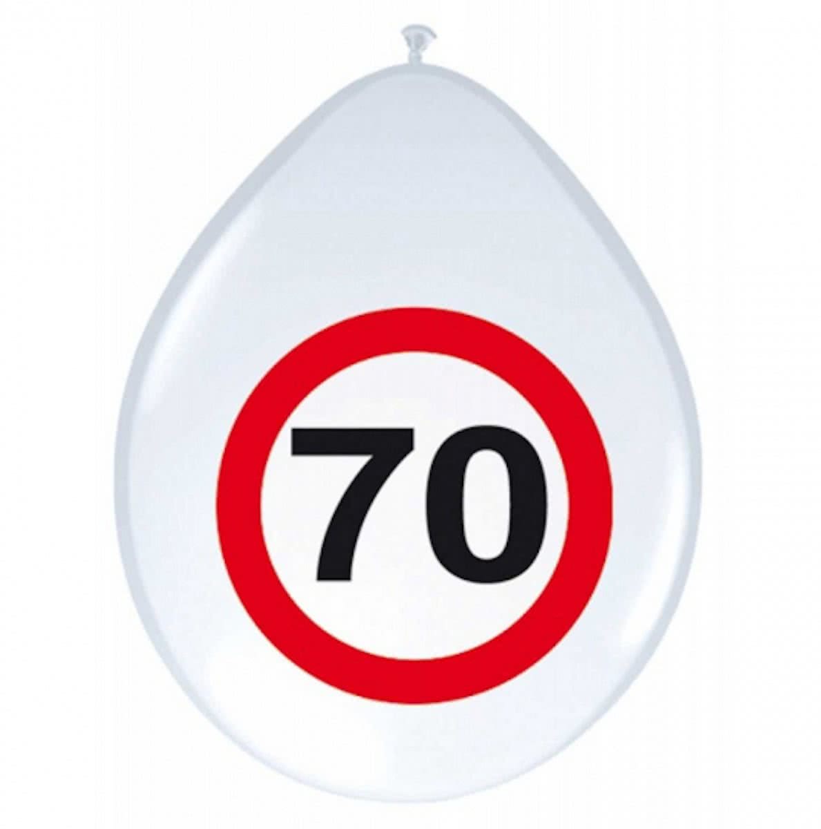 70 jaar ballonnen met stopbord 8 stuks