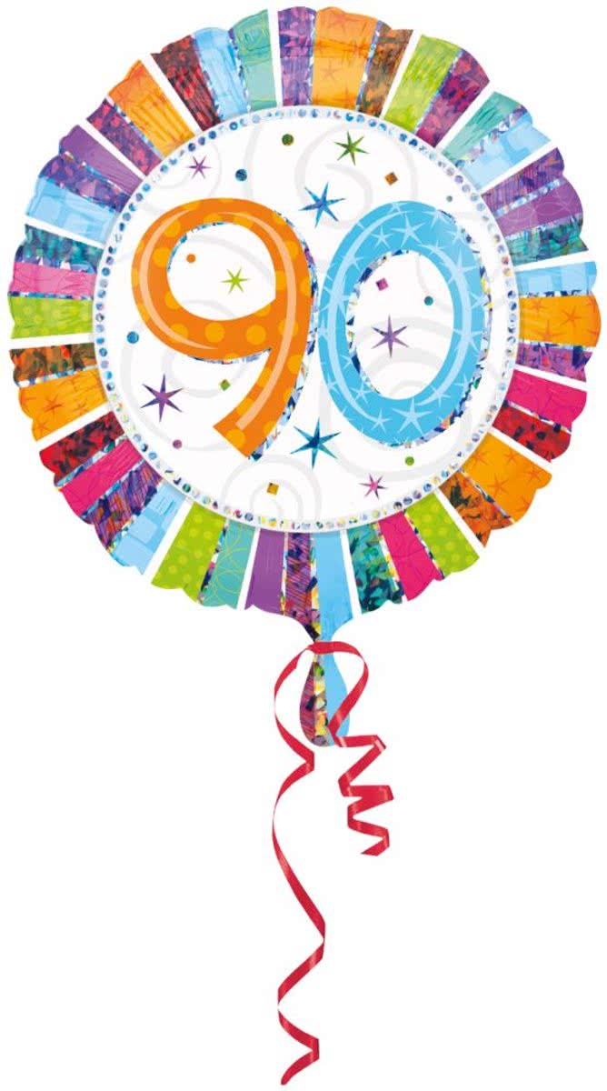 90 Jaar Folieballon Radiant Birthday - 46 cm