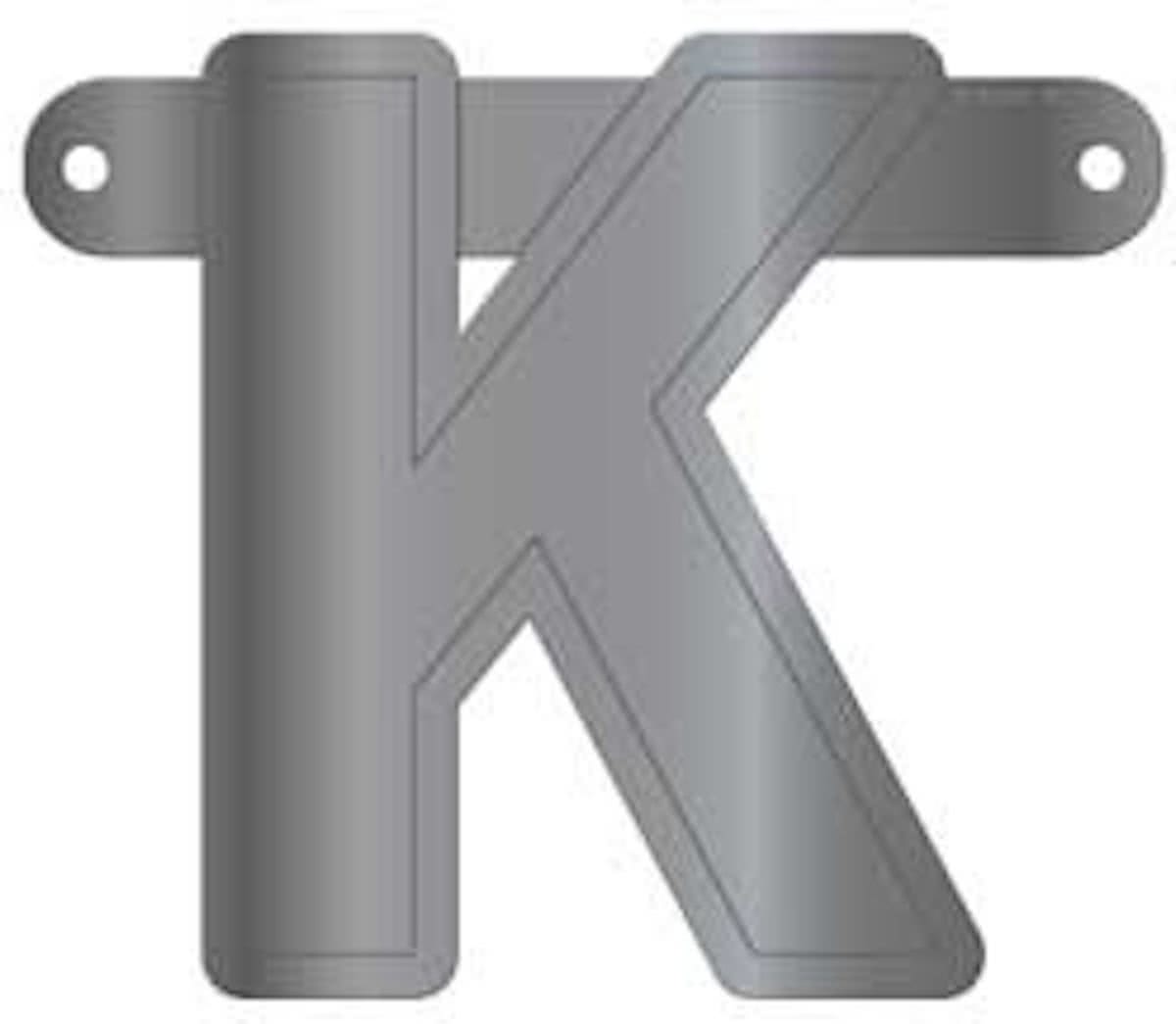 Banner letter k metallic zilver