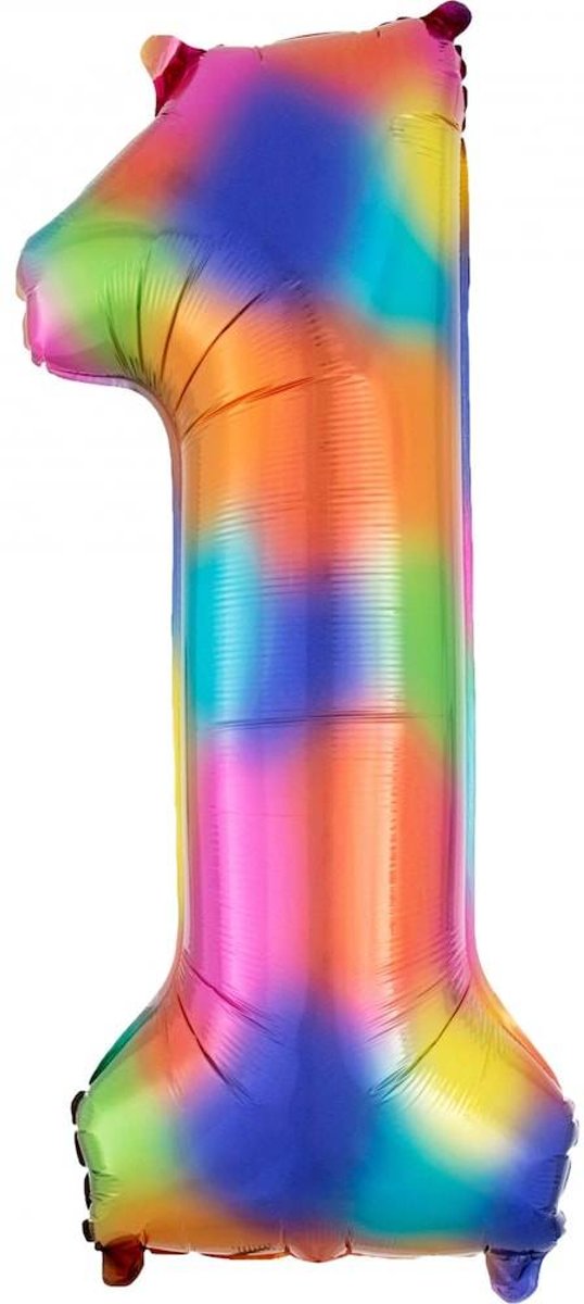 Cijfer 1 Regenboog Helium 86 cm