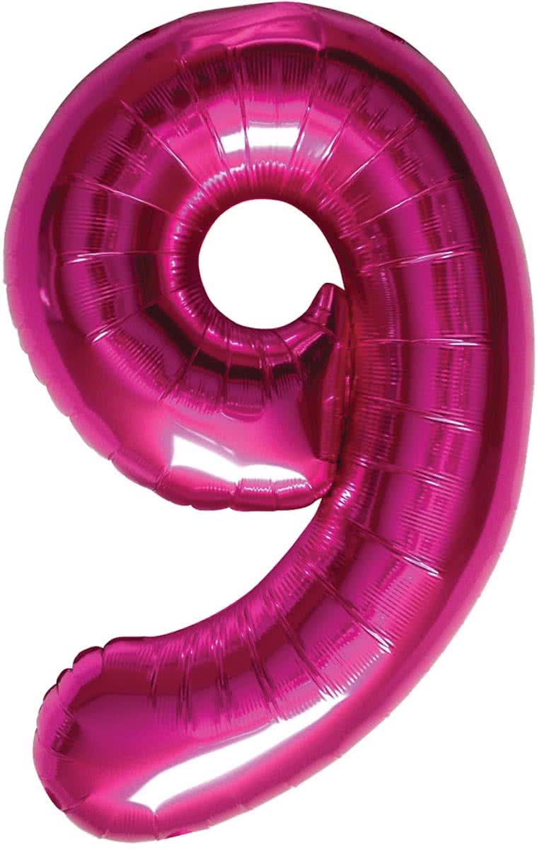 Cijfer 9 Magenta helium 86cm.