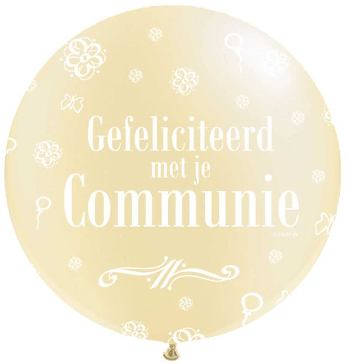 Communieballon XL ivoor wit - 90 cm - 2 stuks