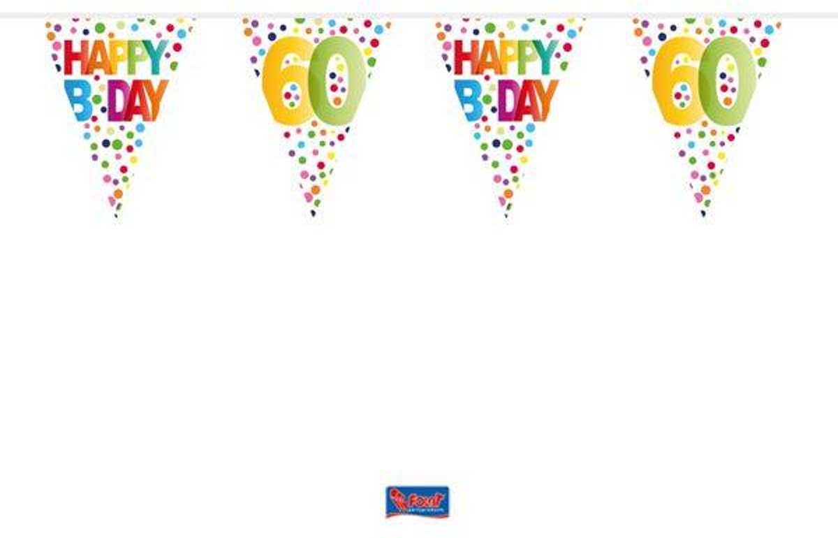 Folat - Vlaggenlijn - Rainbow dots - Happy Bday 60 - 10m