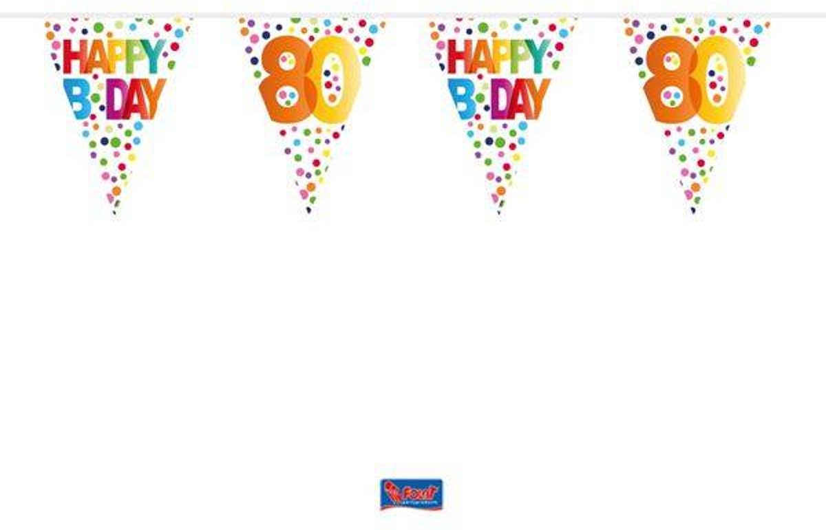 Folat - Vlaggenlijn - Rainbow dots - Happy Bday 80 - 10m