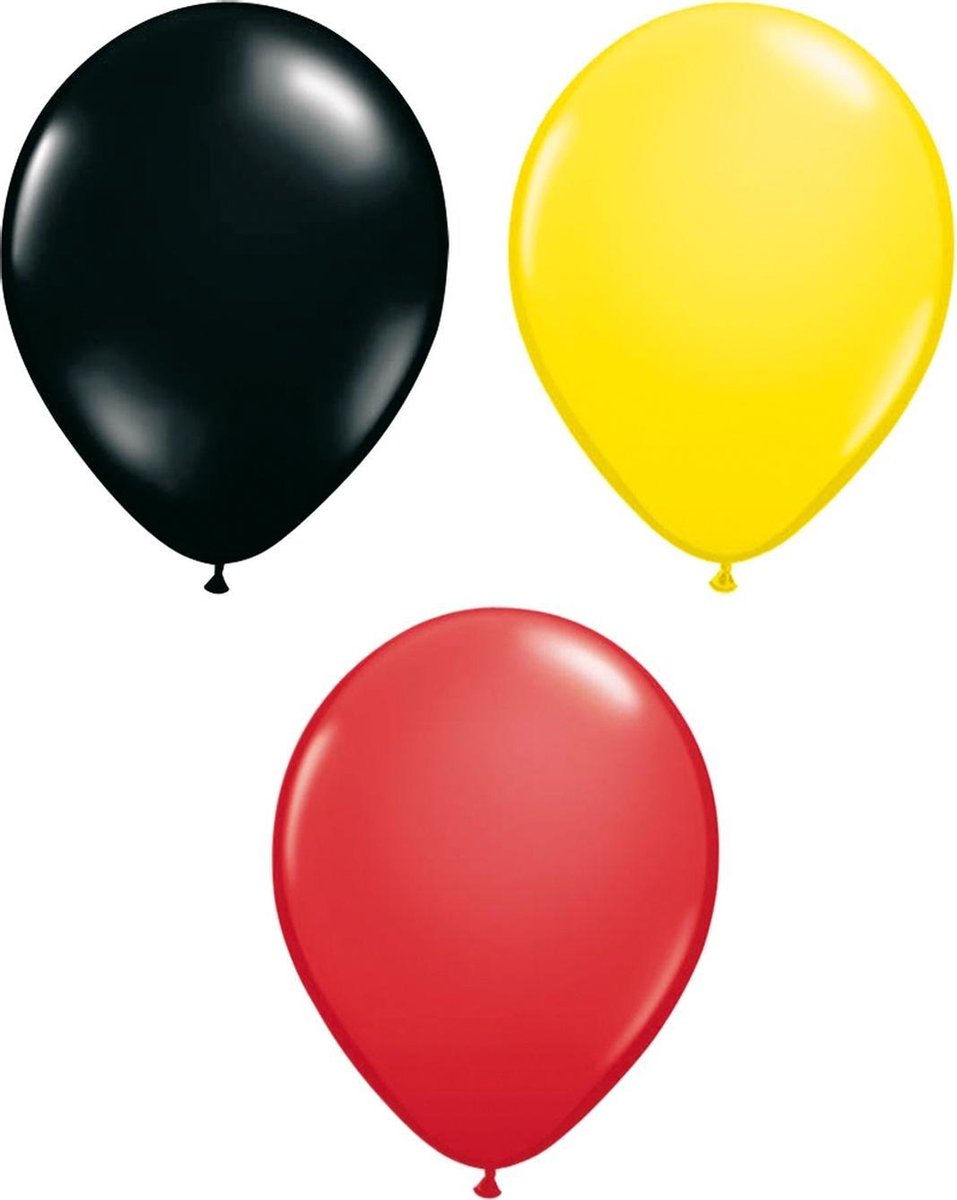 Folat Ballonnen België 23 Cm Latex Zwart/geel/rood 12 Stuks