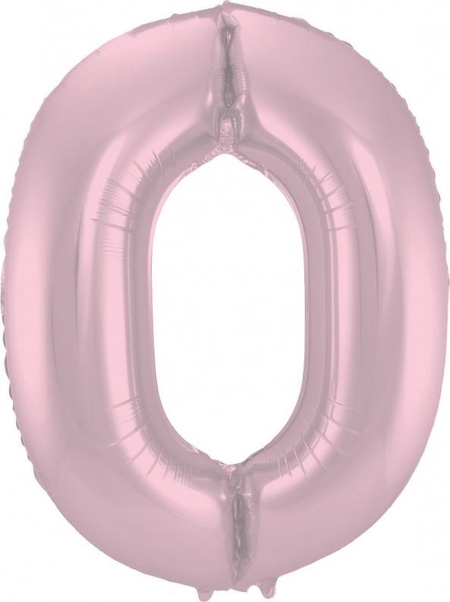 Folat Folieballon Cijfer 0 Pastelroze 86 Cm