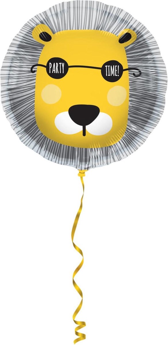 Folat Folieballon Party Time! Leeuw Junior Geel/zwart 45 Cm