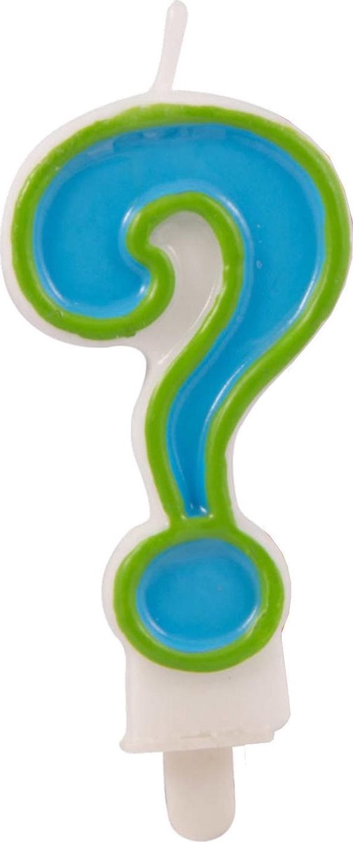 Folat Kaars Vraagteken 9 Cm Wax Blauw/groen