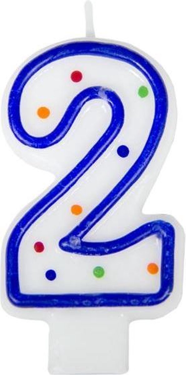 Folat Verjaardagskaars 2 Jaar 10 X 5 Cm Wax Blauw