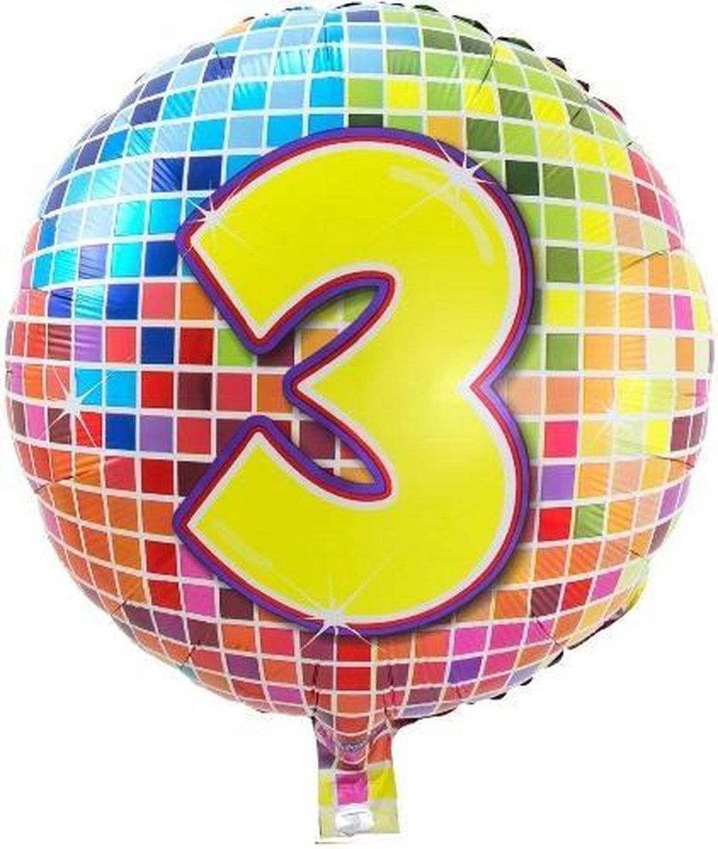 Folieballon 3 JAAR Birthday blocks 43 cm