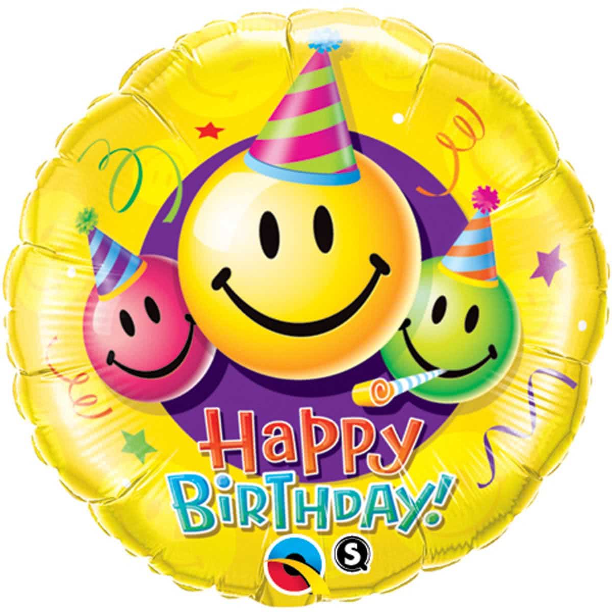 Folieballon smiley Happy Birthday