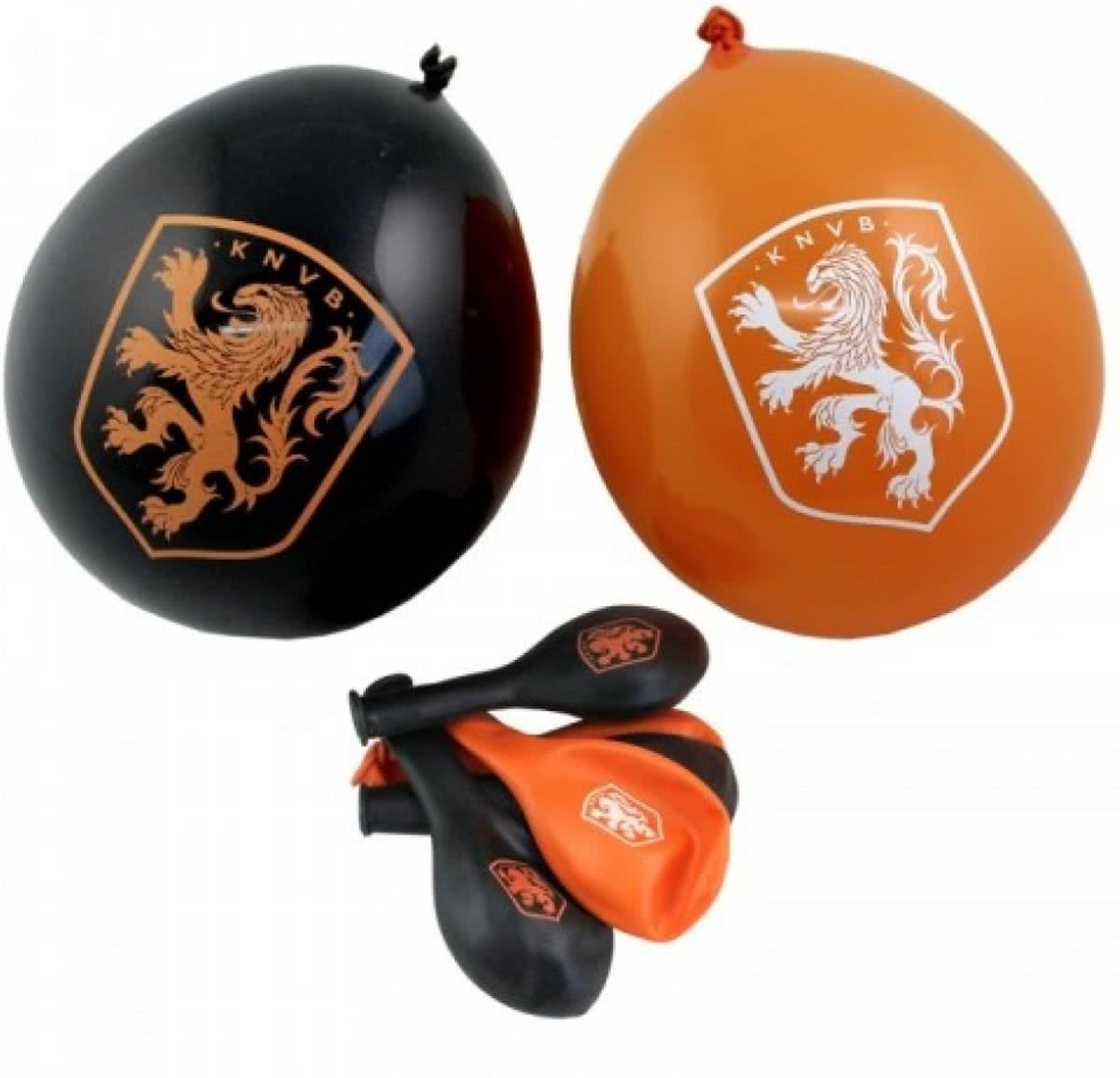 KNVB voetbal ballonnen oranje-zwart - 8 stuks