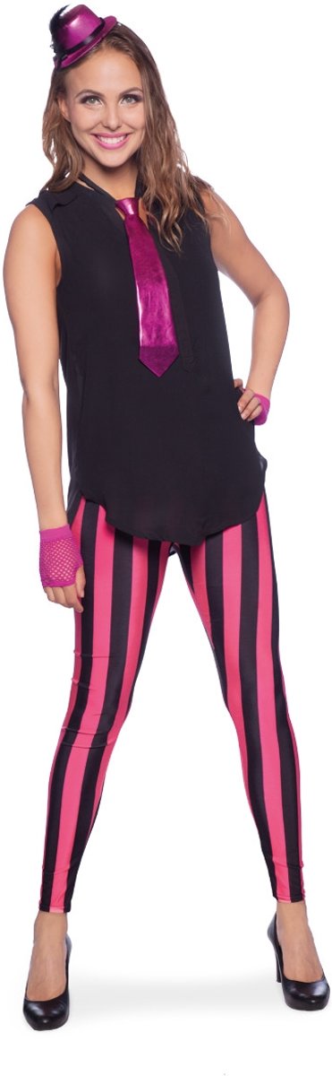 Legging Streep Neon Roze/Zwart