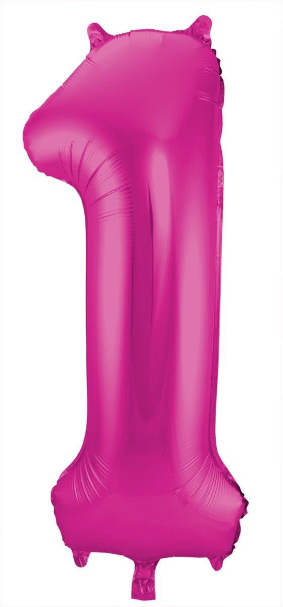 Magenta Cijferballon Cijfer 1 - 86 cm