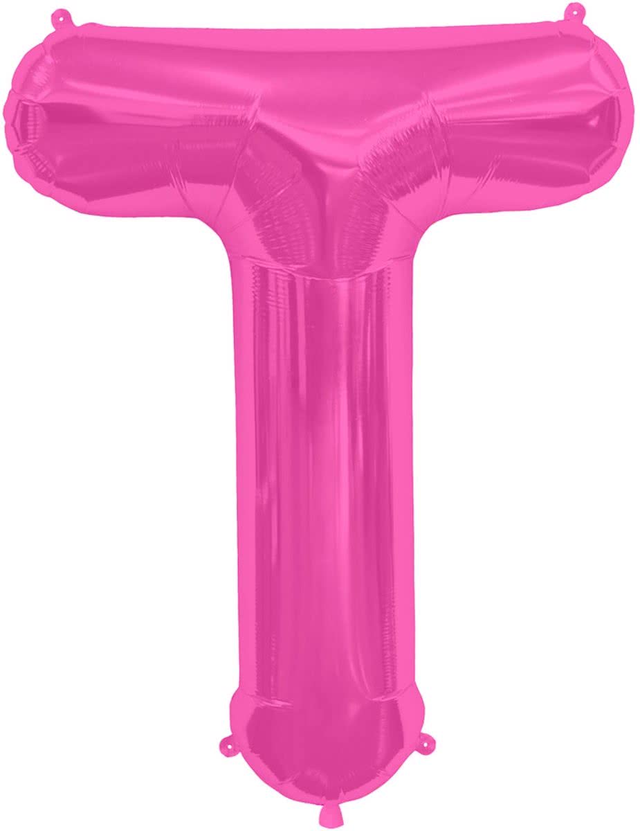 Magenta letterballon letter T - 86 cm