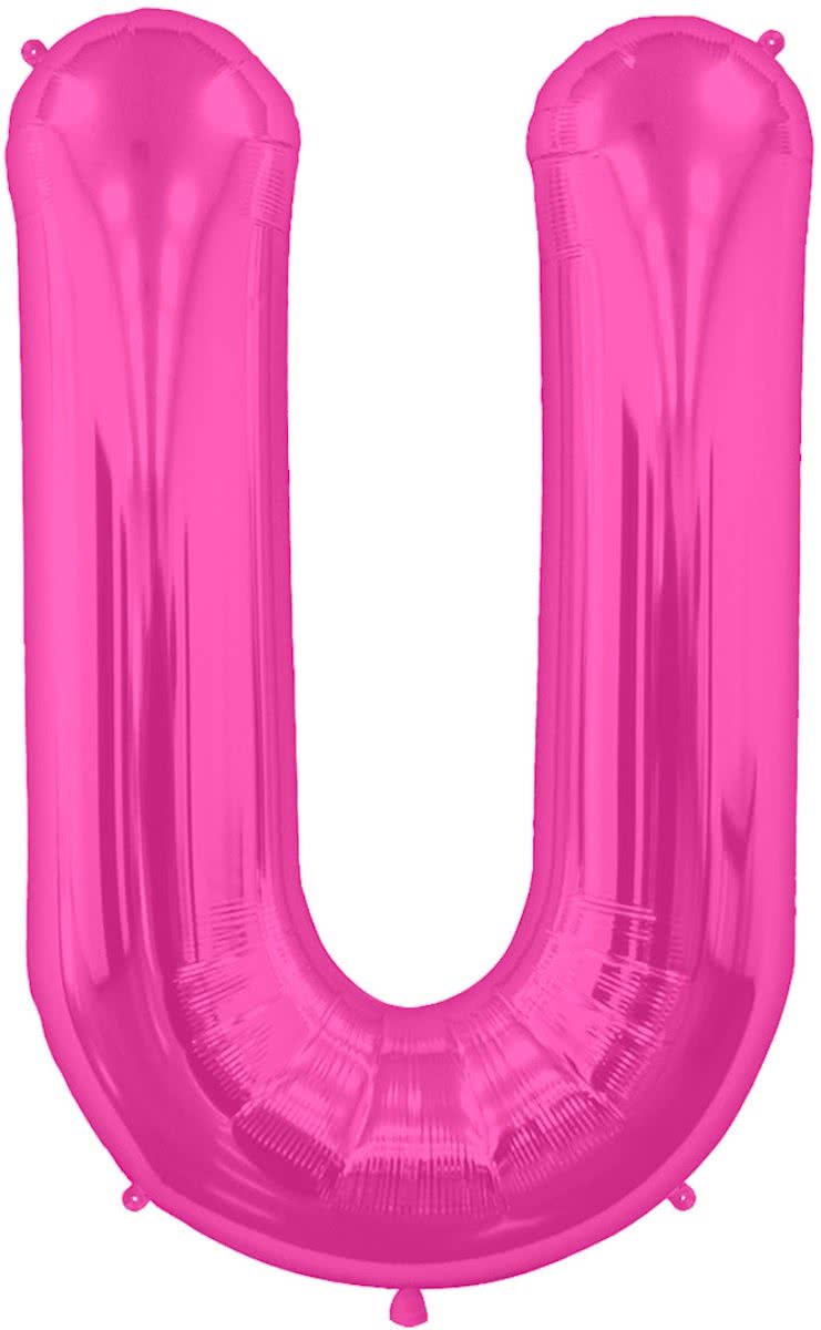 Magenta letterballon letter U - 86 cm