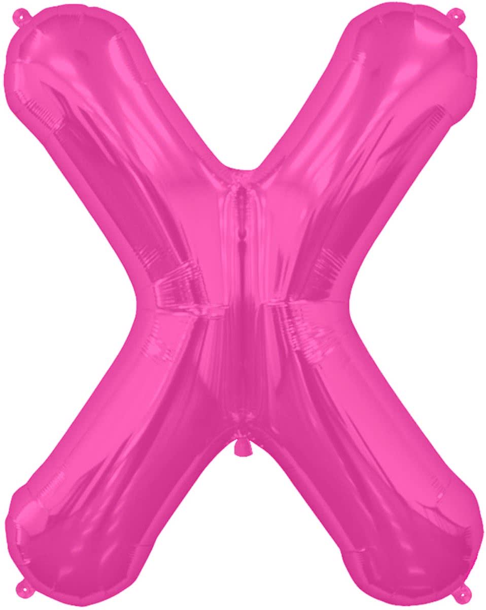 Magenta letterballon letter X - 86 cm