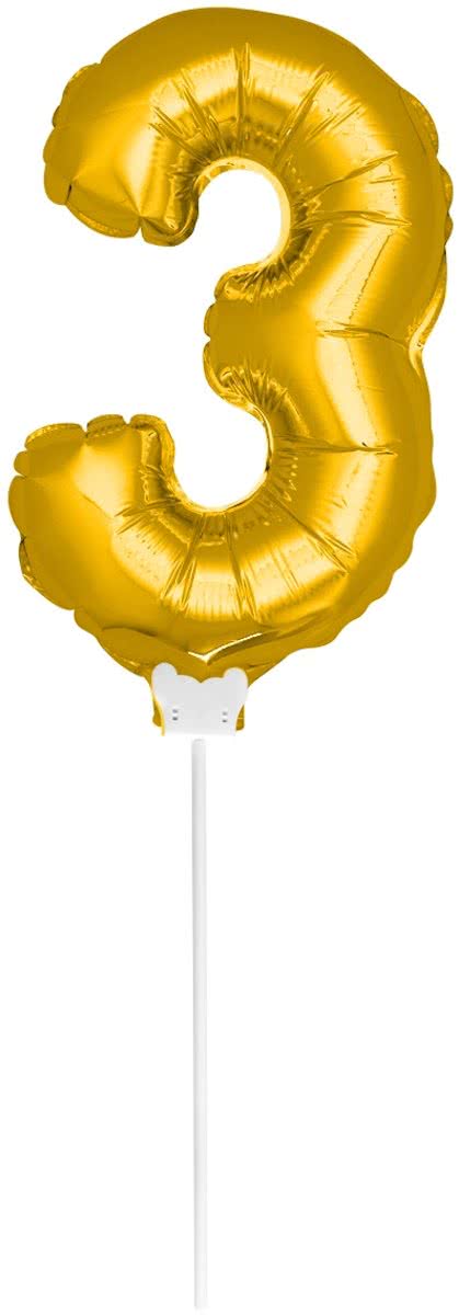 Mini Figuurballon Goud Cijfer 3