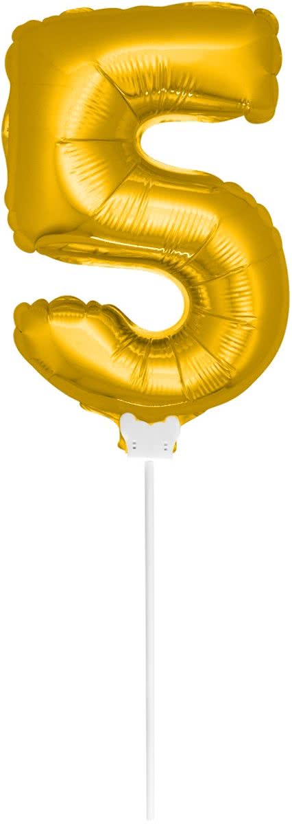 Mini Figuurballon Goud Cijfer 5