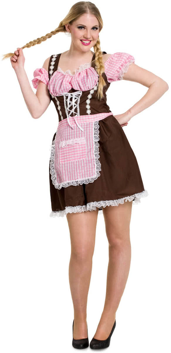 Oktoberfest Jurk Dirndl - Bruin - Volwassenen - Maat L/XL