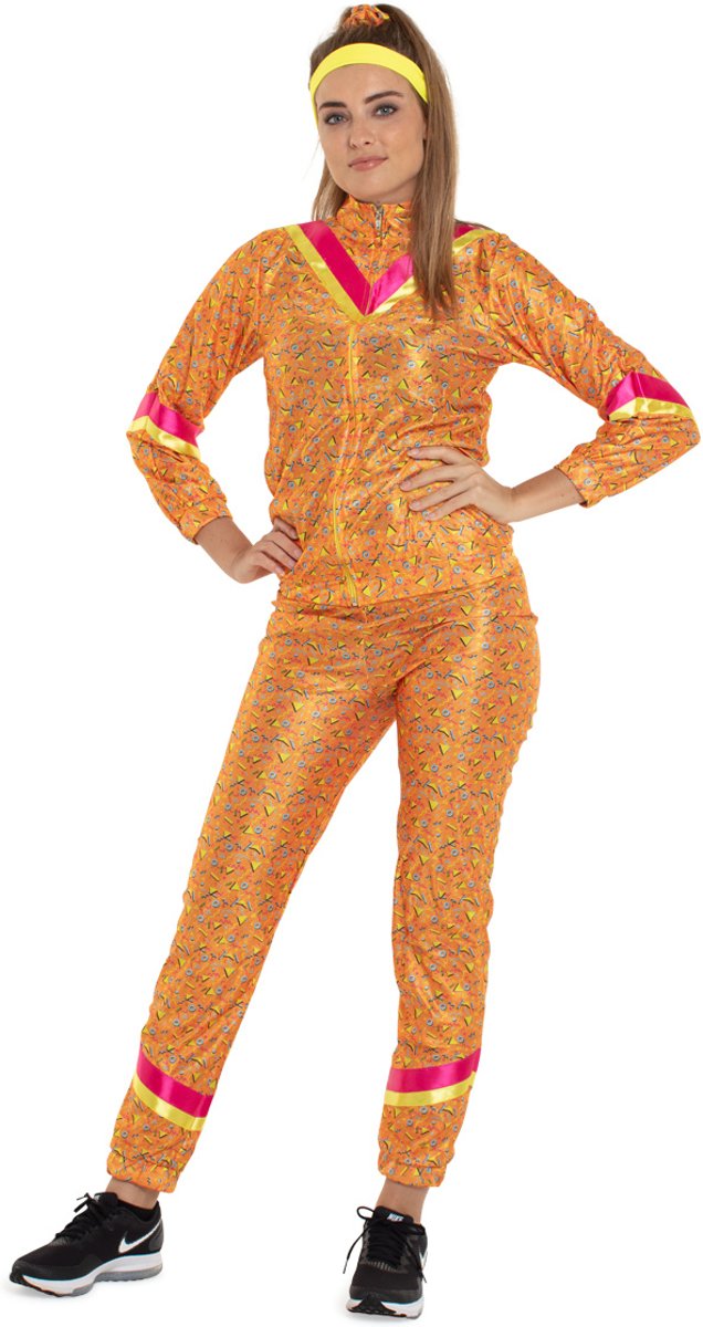 Oranje 80s Disco Trainingspak 4delig Dames - Maat L-XL