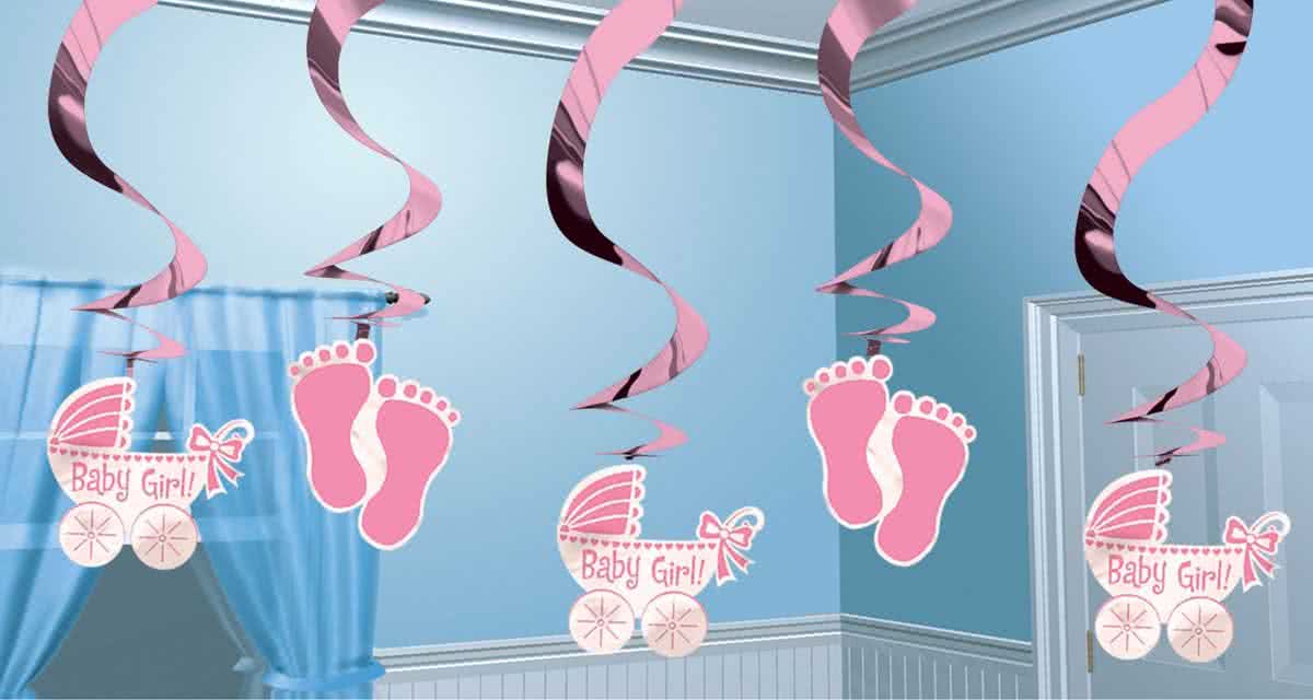 Roze Hangdecoratie Its a Girl - 5 stuks