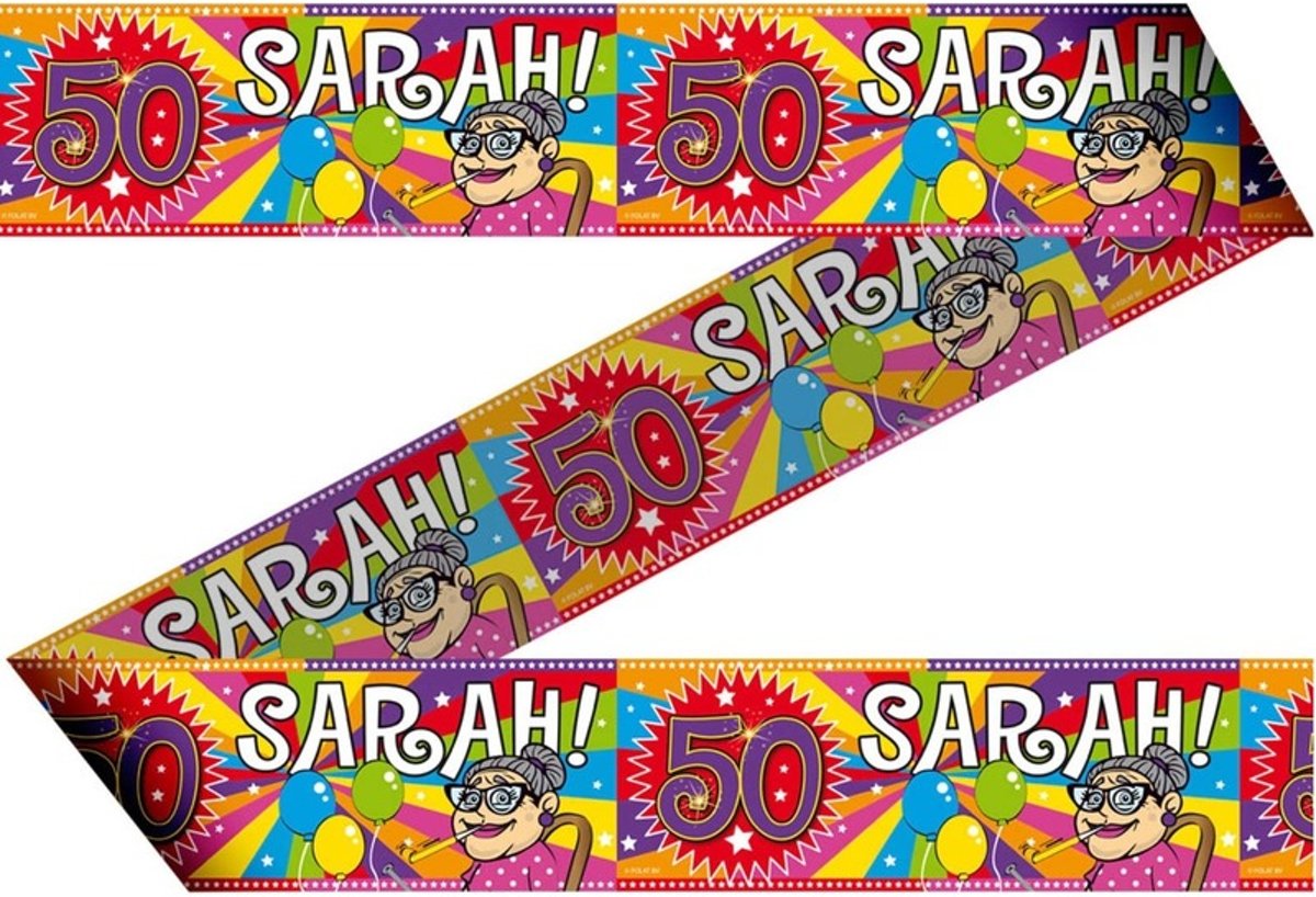 Sarah 50 jaar thema markeerlint 45x meter - feestartikelen en versiering