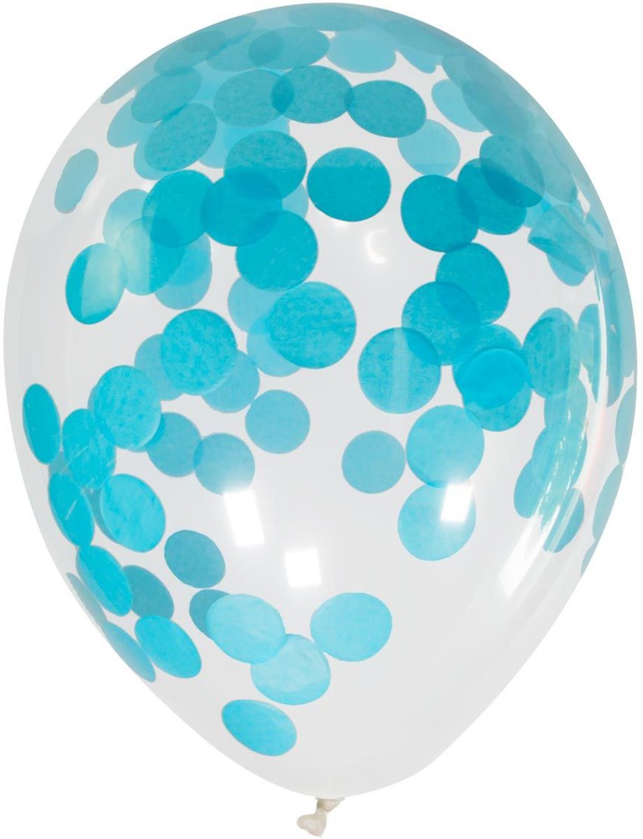 Set Van 4 Confettiballonnen Blauw