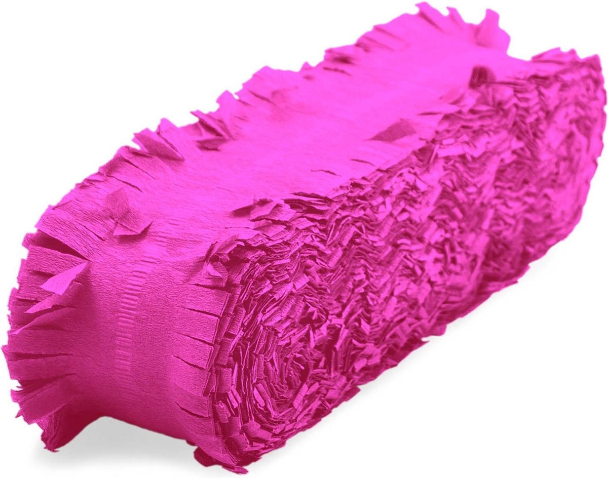 Set van 3x stuks feest/verjaardag versiering slingers fuchsia roze 24 meter crepe papier - Feestartikelen