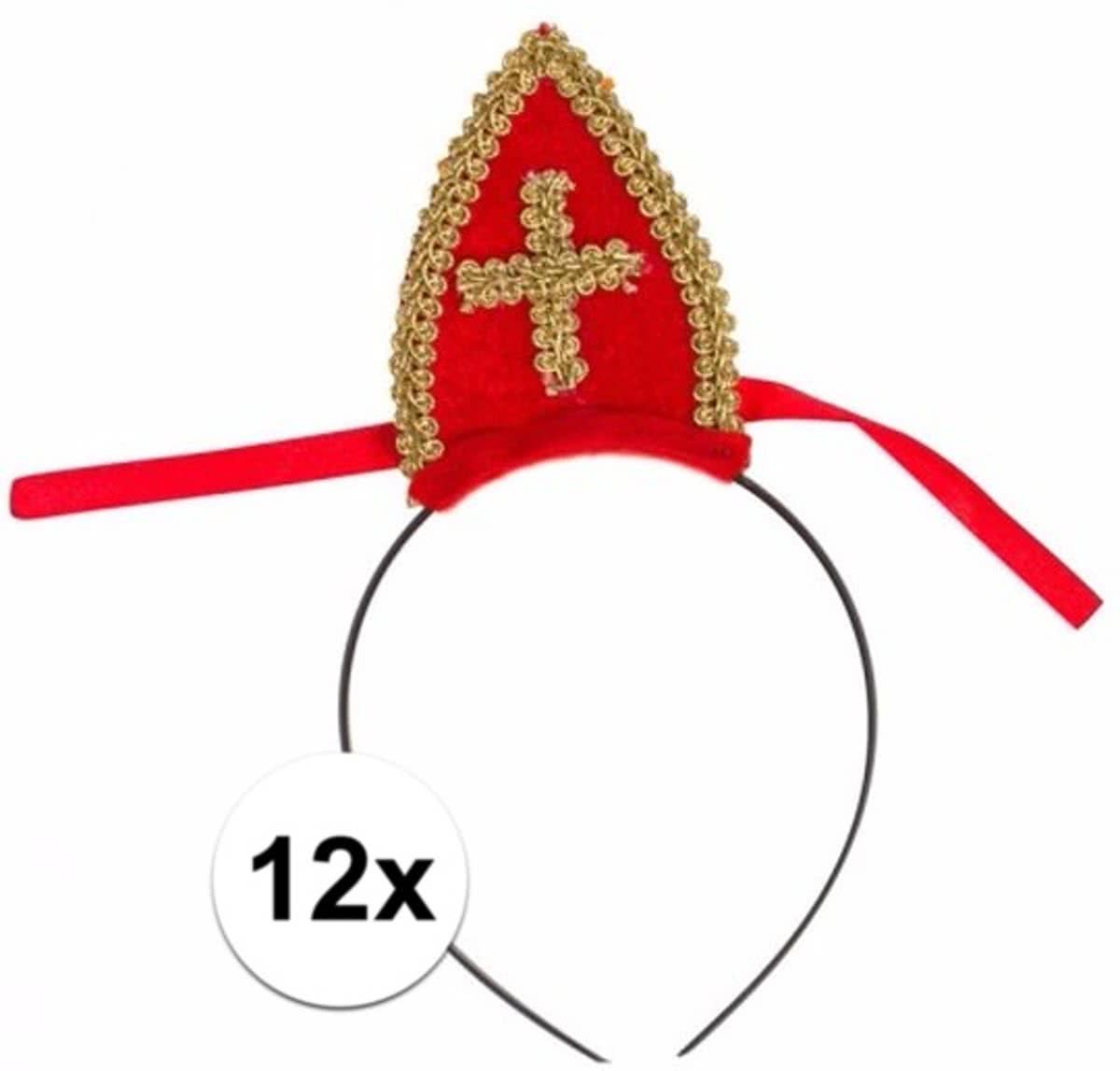 Sinterklaas - 12 x Sinterklaas diadeem met mijter voor kinderen