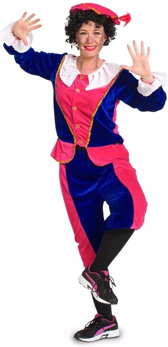 Sinterklaas - Dames pietenpak roze/blauw small