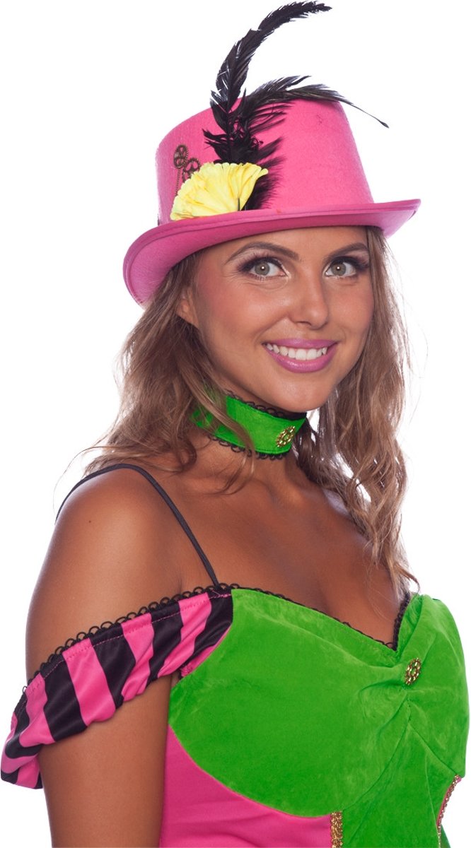 Steampunk Hoed Neon Roze