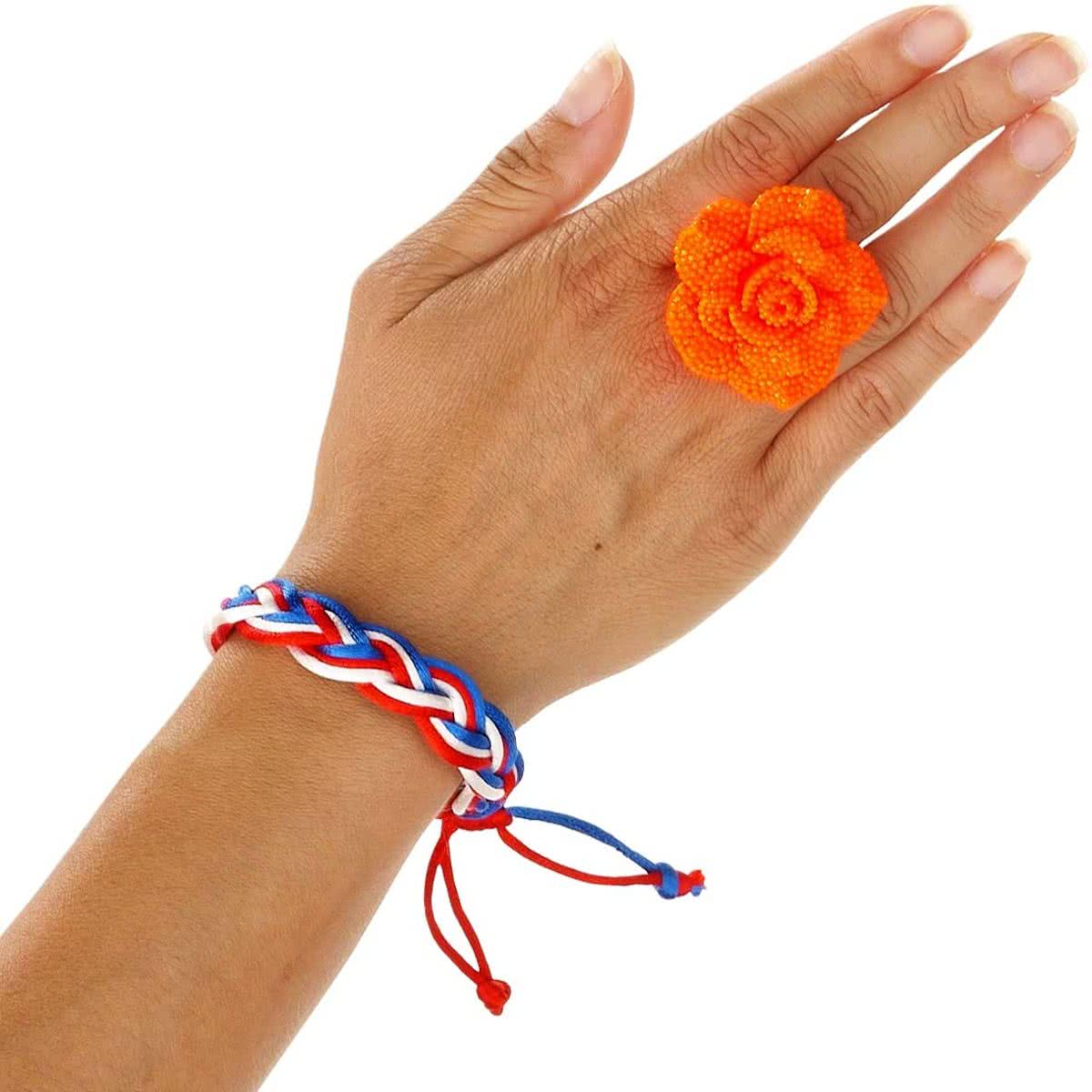 Vlecht Armbandje Rood-Wit-Blauw