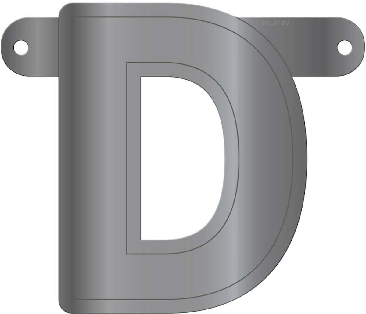 Zilveren metallic banner letter d