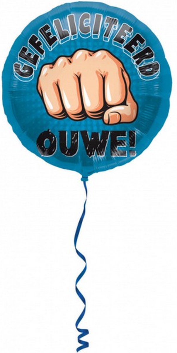 ballon gefeliciteerd ouwe 45 cm folie blauw