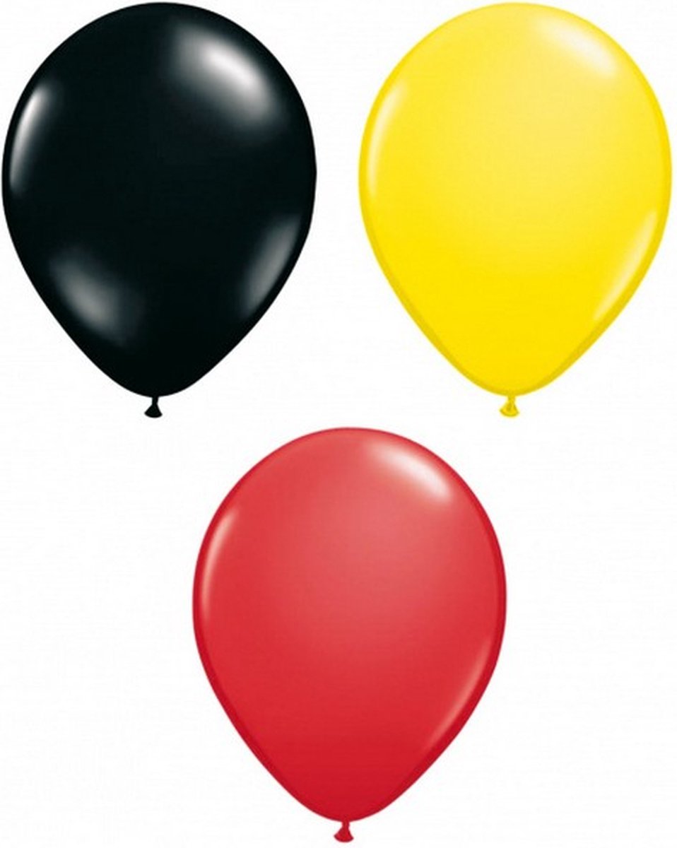 ballonnen Belgi√É¬´ 23 cm latex zwart/geel/rood 12 stuks