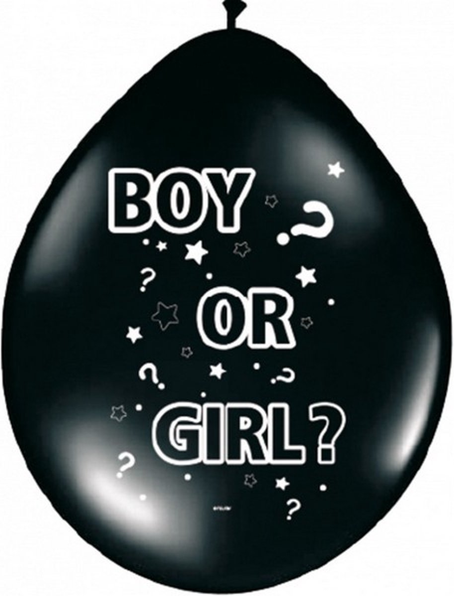 ballonnen Boy or Girl 30 cm latex zwart 8 stuks