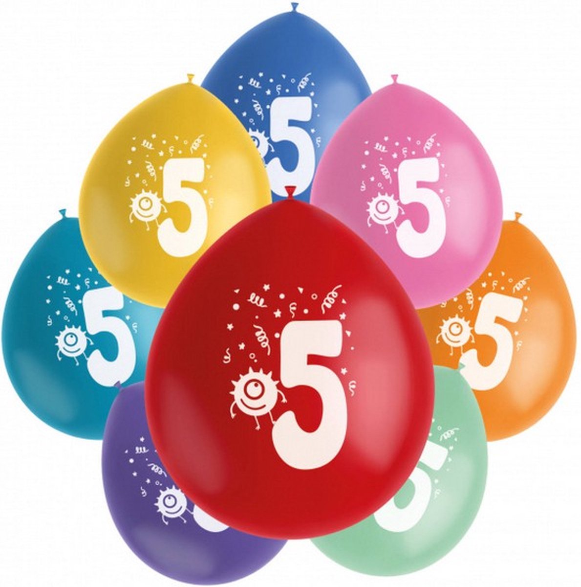 ballonnen Color Pop 5 jaar 23 cm latex 8 stuks