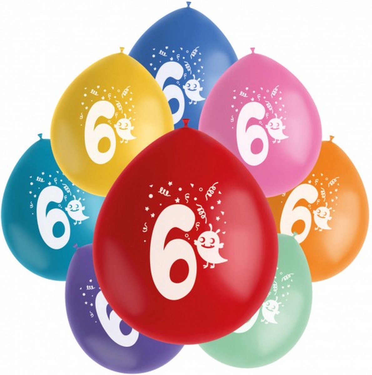 ballonnen Color Pop 6 jaar 23 cm latex 8 stuks