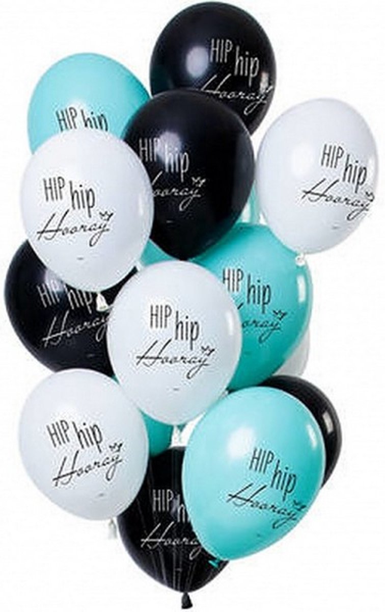 ballonnen Hip hip hooray junior 30cm latex 12 stuks