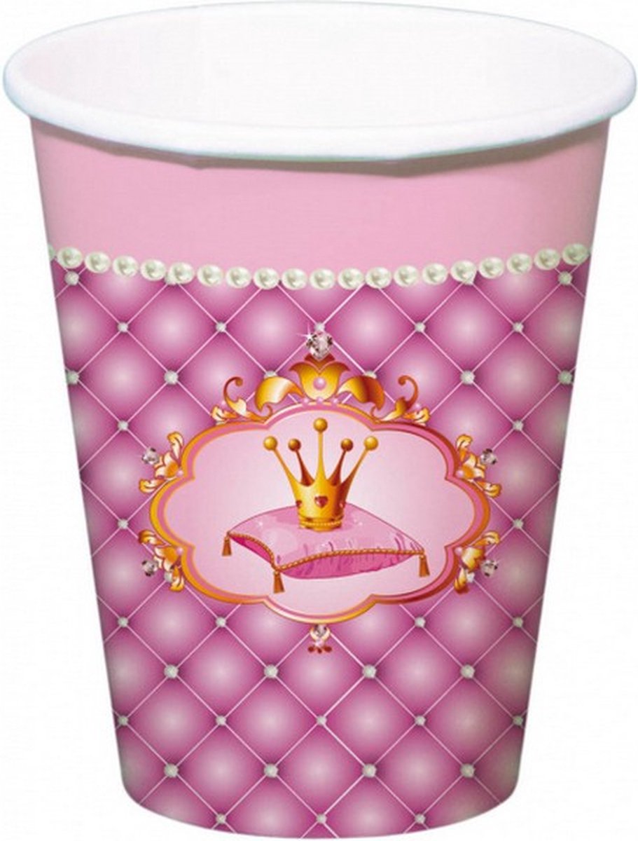 bekers Prinsessen meisjes 250 ml karton roze 6 stuks