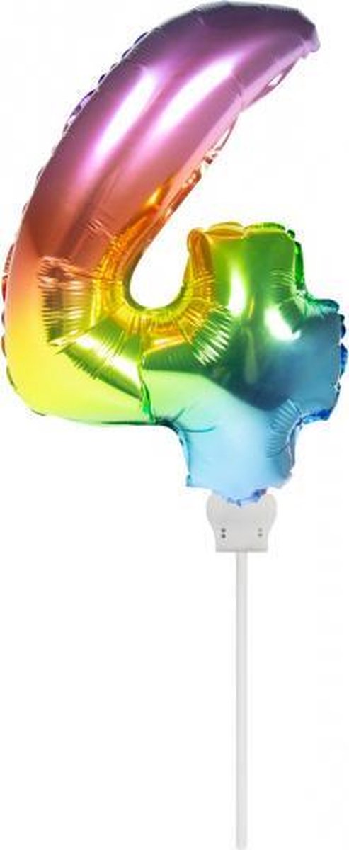 cijferballon 4 folie 36 cm regenboog