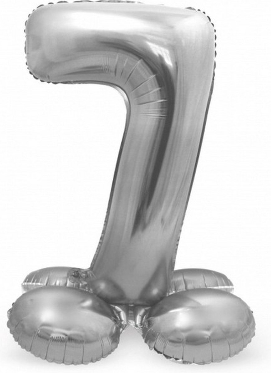 cijferballon 7 standaard folie 72 cm zilver